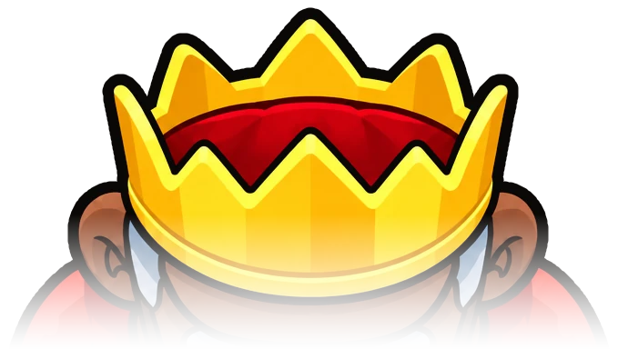 Otis seen from above wearing a gold crown lined with red velvet