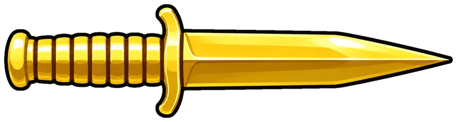 The golden knife, gold from tip to pommel with a ridged grip